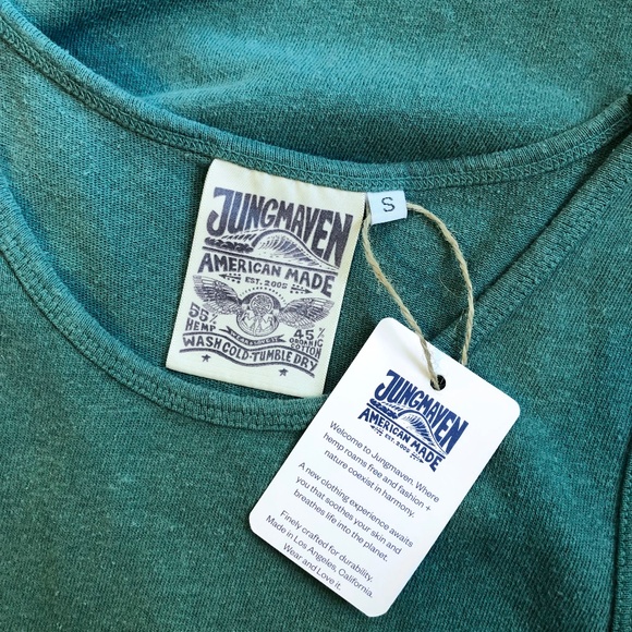 Jungmaven Hemp/Cotton Blend Tank Top size Small in Green NWT - Picture 3 of 3